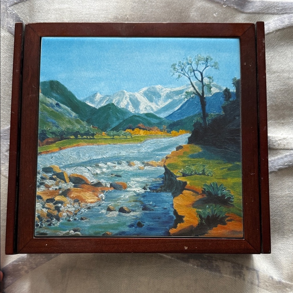 Levenger Vibrant River and Mountain Scene Art